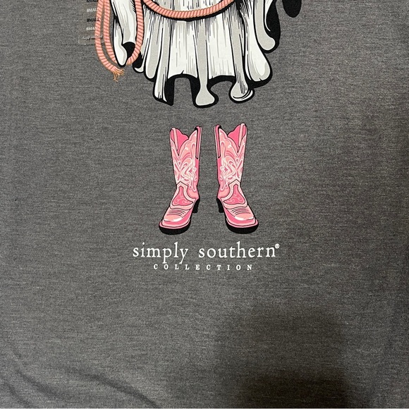 SIMPLY SOUTHERN Womens Tshirt Halloween Boo Haw Ghost Gray Size Small - Picture 4 of 7